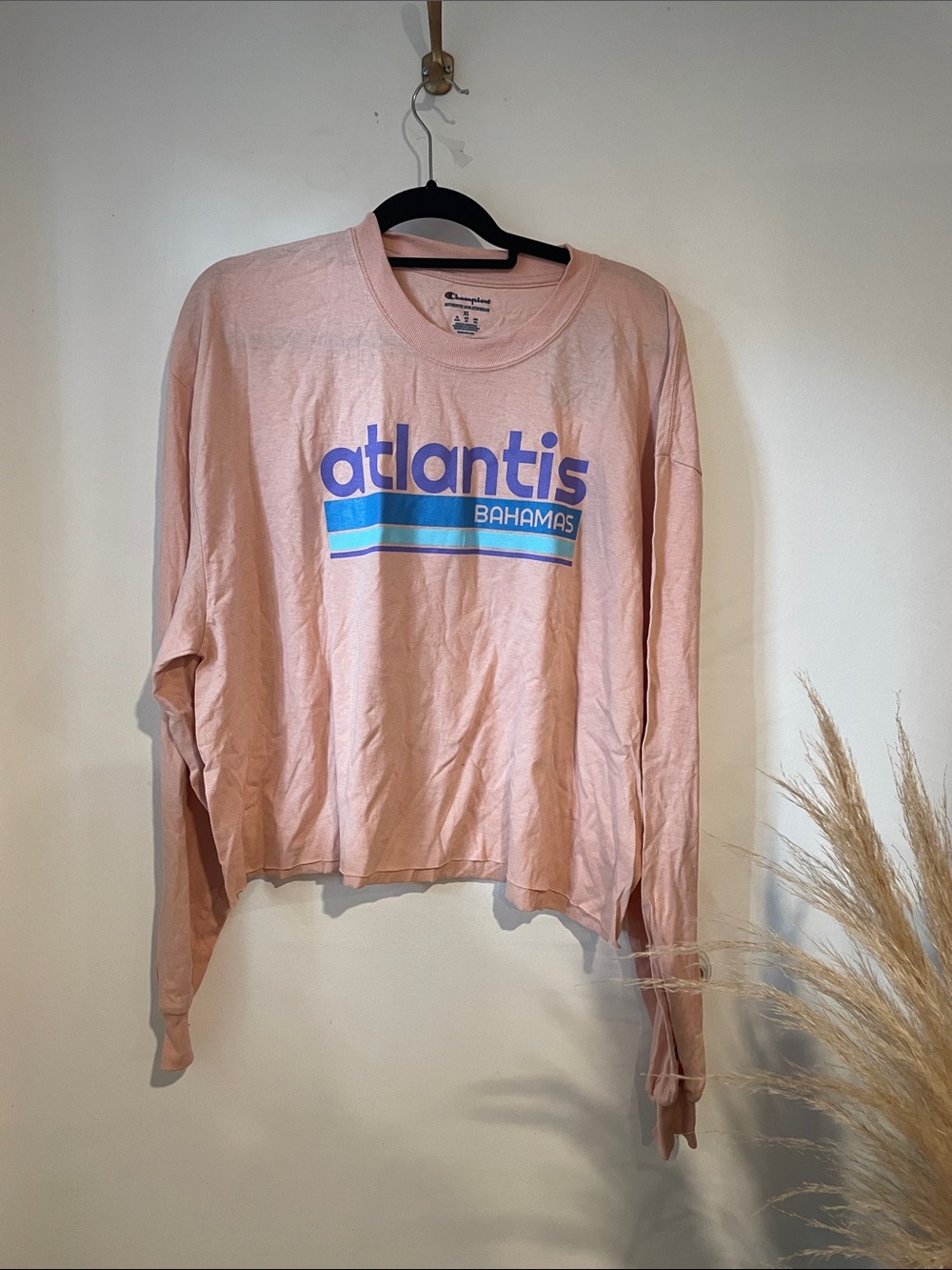 NWT Champion Pastel Pink Atlantis Bahamas Long Sleeve Tee Sz XL B139